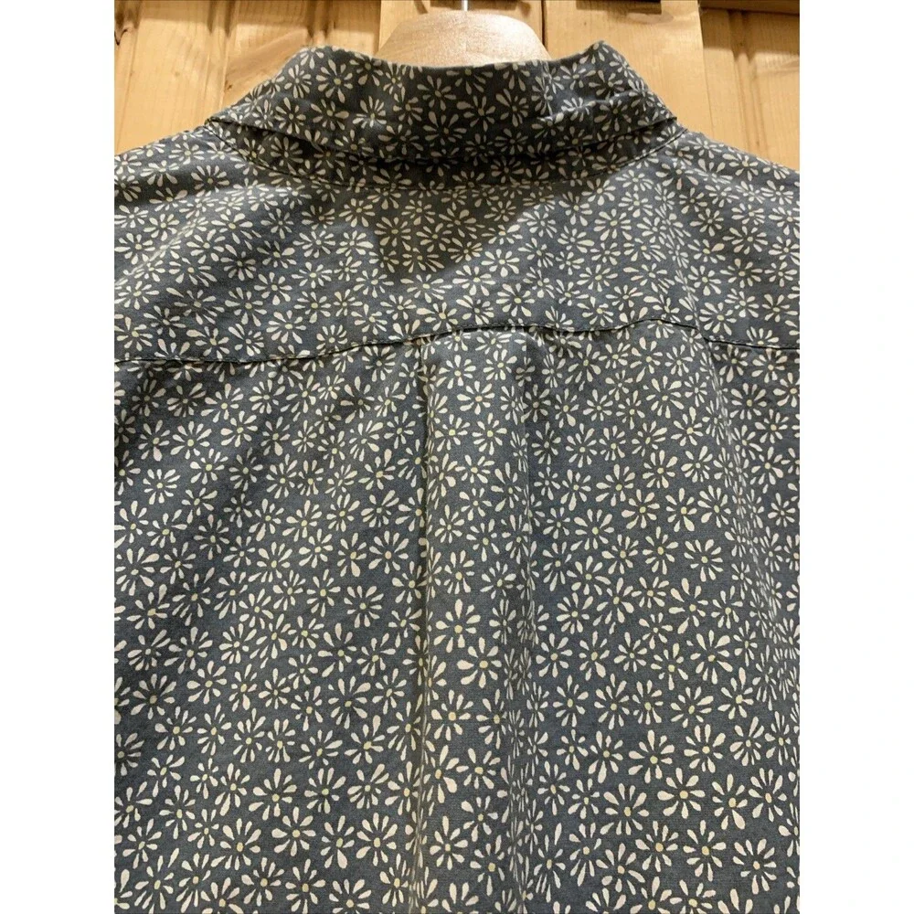 J Crew Shirt Mens XL Blue Slim Secret Wash Organic Cotton Floral Button Down